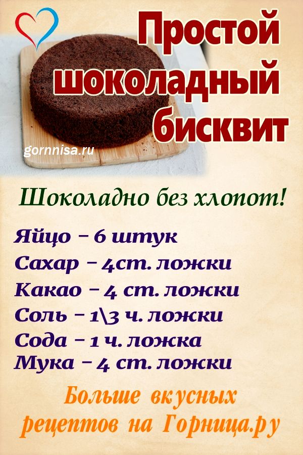 Простой шоколадный бисквит https://gornnisa.ru/
