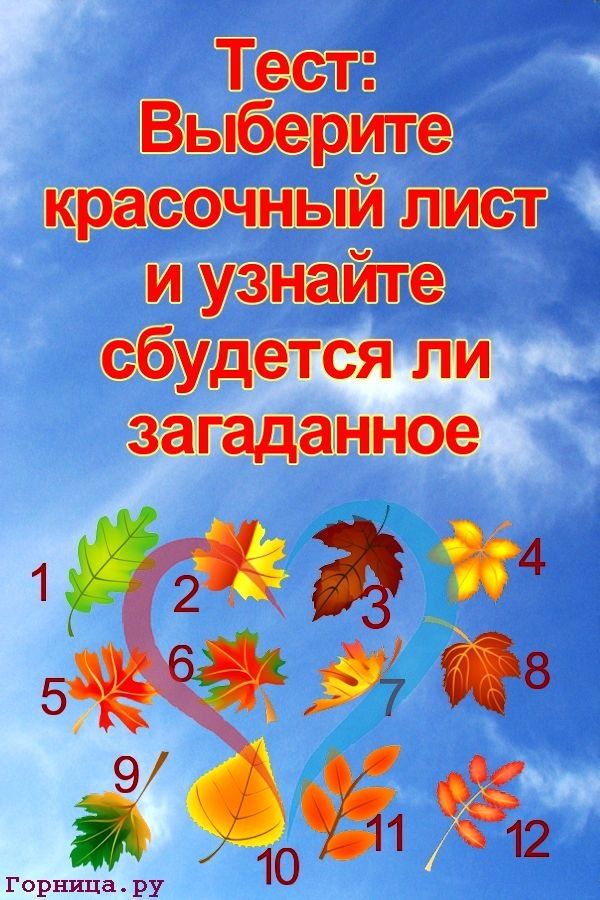 Тест прогноз: Выберите красочный лист и узнайте сбудется ли загаданное  https://gornnisa.ru
