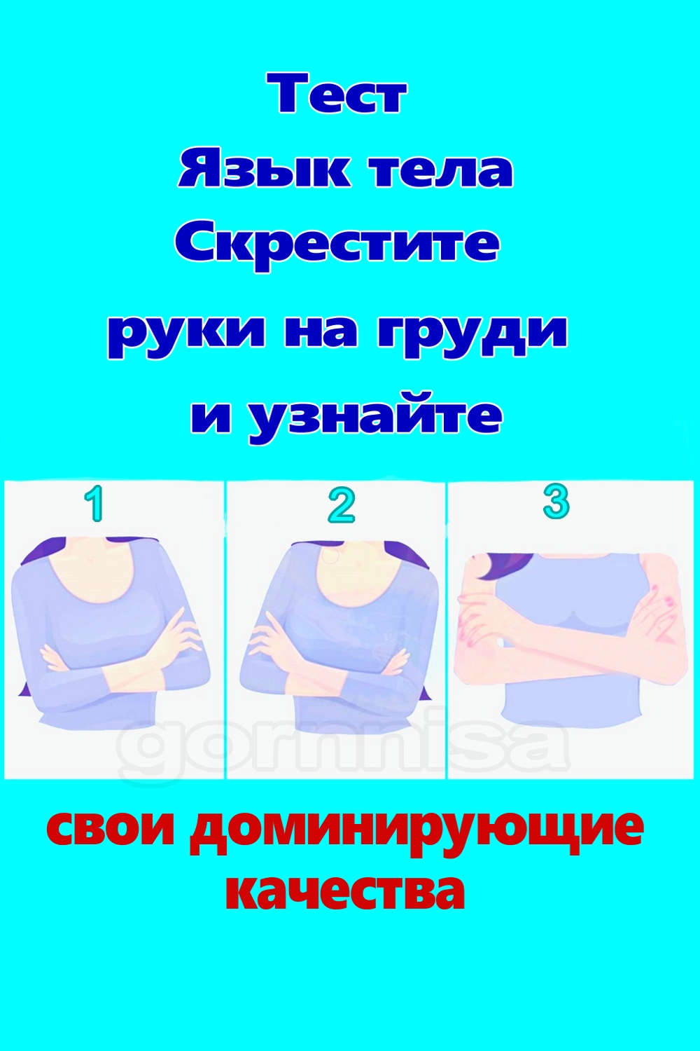 Тест - Язык тела - Скрестите руки на груди и определите свои доминирующие качества https://gornnisa.ru/