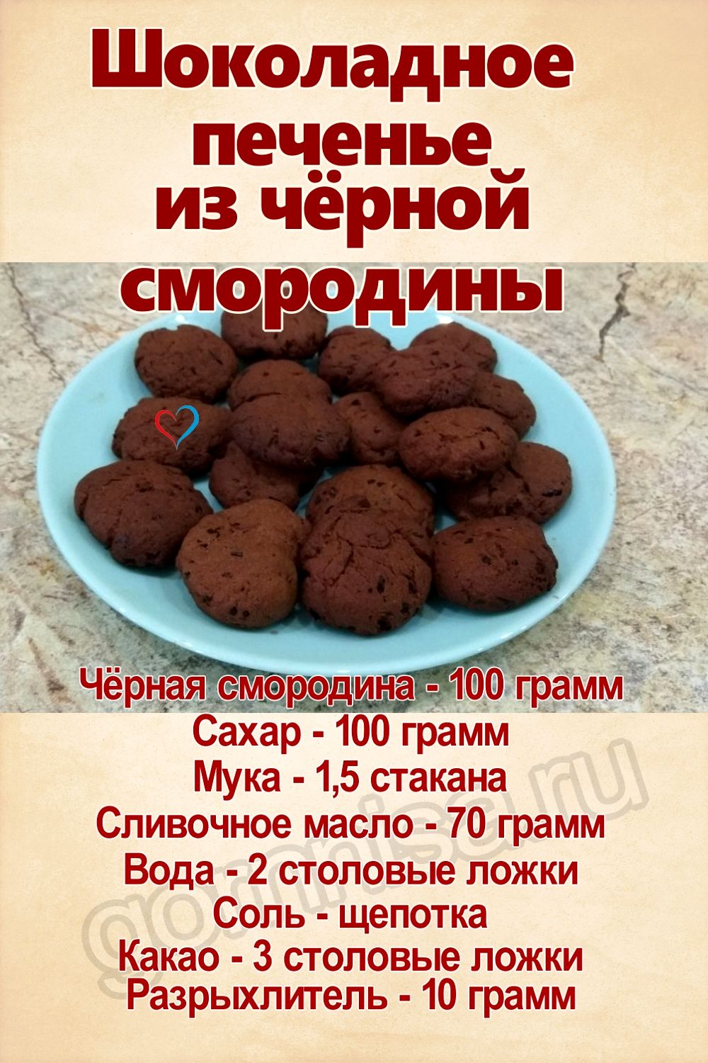 Рецепт недели - Шоколадное печенье из чёрной смородины