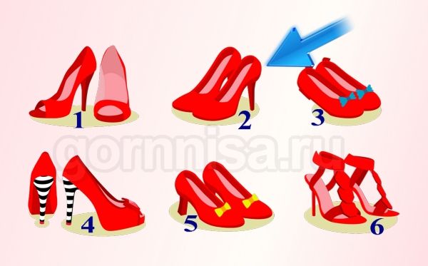 Женский тест на определяющее качество - Выберите красные туфли https://gornnisa.ru/ Красные туфли 2