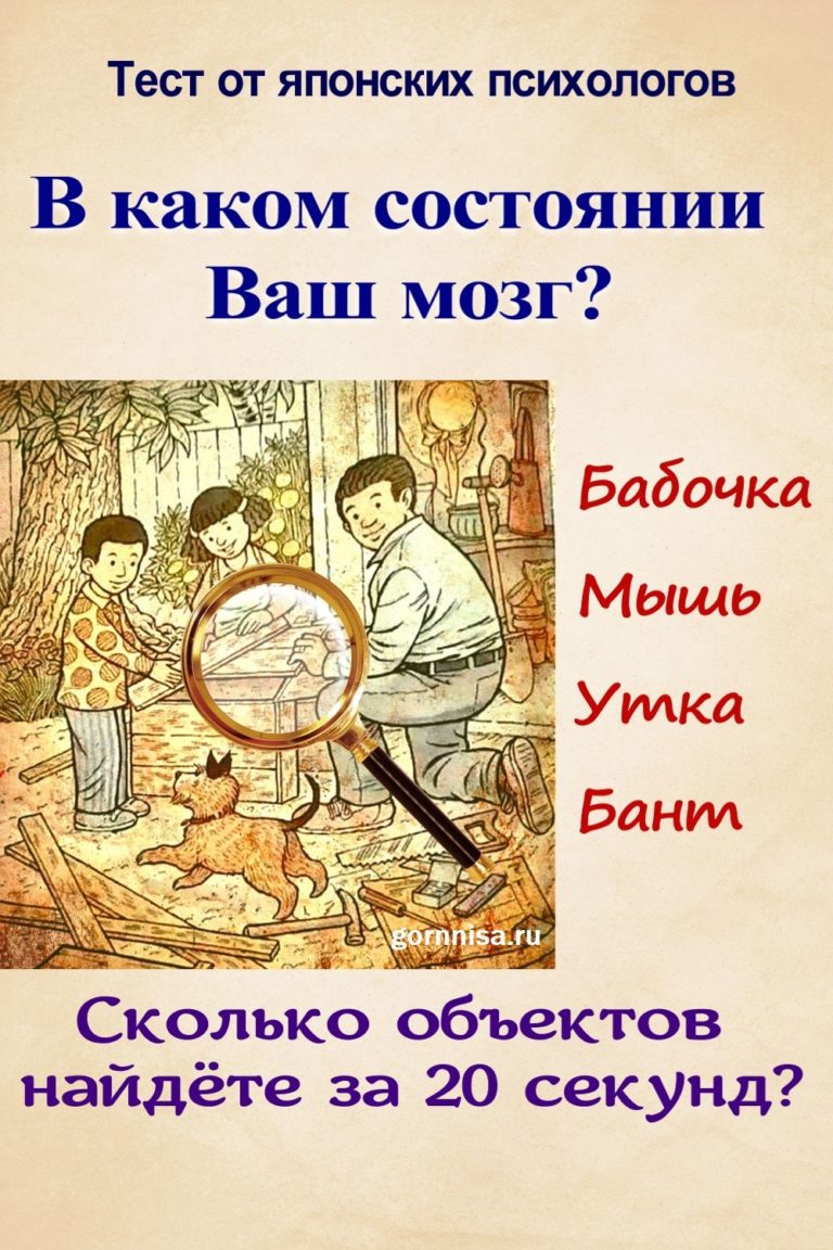 Тест какие предметы спрятаны в рисунках цель определение объема кратковременной зрительной памяти